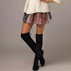 Over the Knee Black Suede Boots